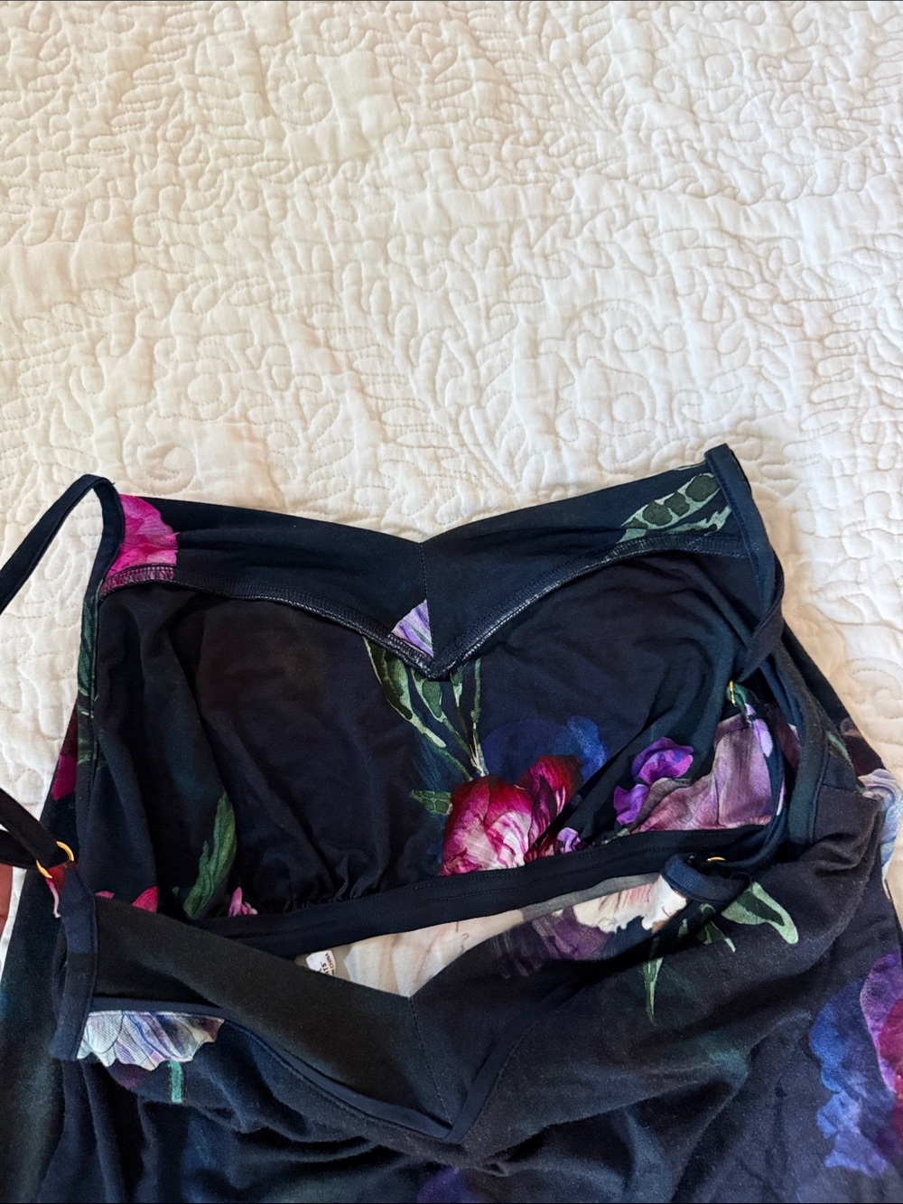Soma Navy Slip Dress with Pink & Purple Floral Print size XS - Picture 6 of 6